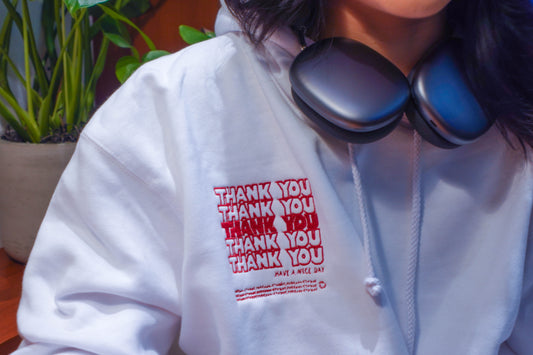 Thank You Bag Embroidered Hoodie, Oversized Y2K hoodie, Cozy Streetwear Hoodie, Gift for Hoodie Lovers